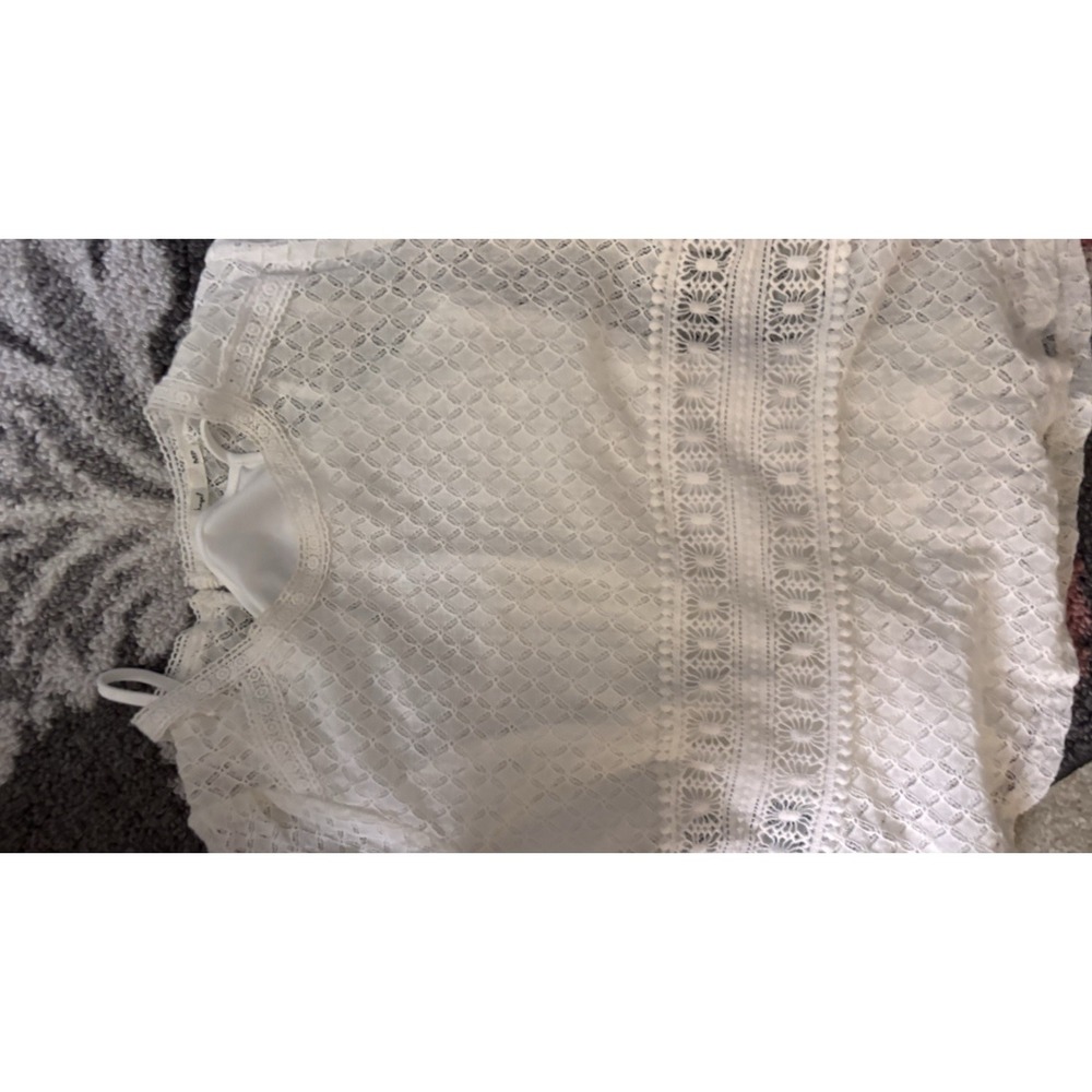 hazel Women's Flower Lace Blouse Ivory Boutique Boho W Tank Boutique 65$ Med Pt - Picture 4 of 4